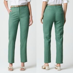 New J. Crew Pants Kallie Stretch Linen Blend Straight Leg lamppost Green
